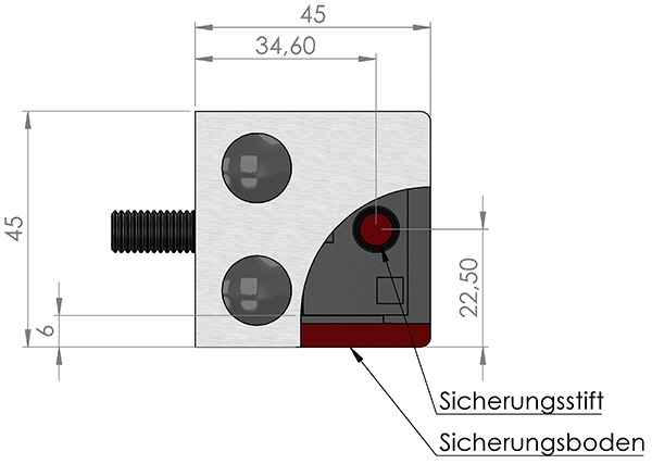 Glasklemme 45x45x26 mm AbZ fuer Anschluss Ø 33-7 mm Edelstahleffekt-10-3033.2ABZ