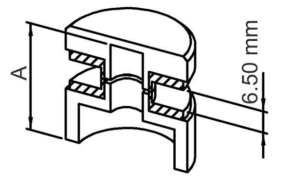 Glaspunkthalter-Unterteil Ø 30 mm- V2A- Hoehe- 5 mm-10-5000.4UT5