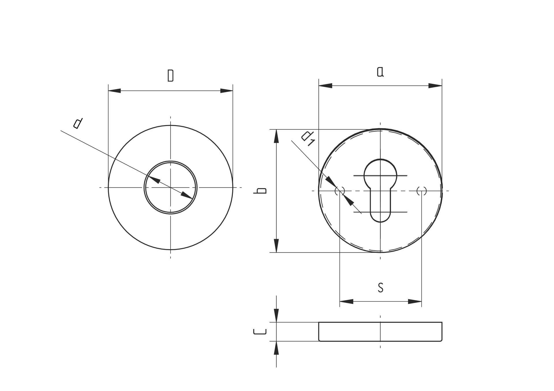 Edelstahl Profilzylinder Rosette geschliffen Ø 52mm Paar-89-11D808I-A.4