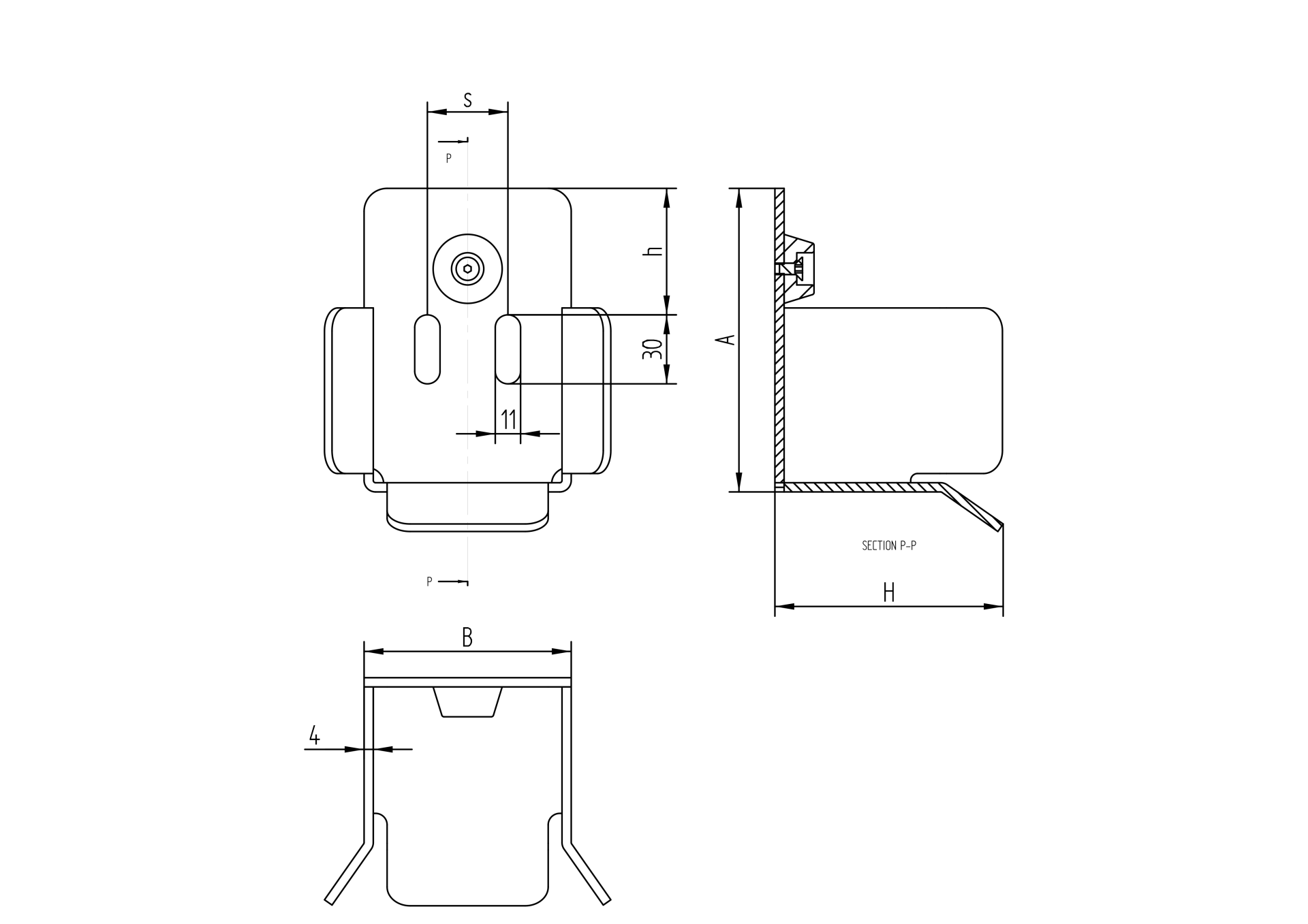 Auflaufschuh Stahl verzinkt fuer Profil 60 x 60 mm-89-11H15P60-A.4