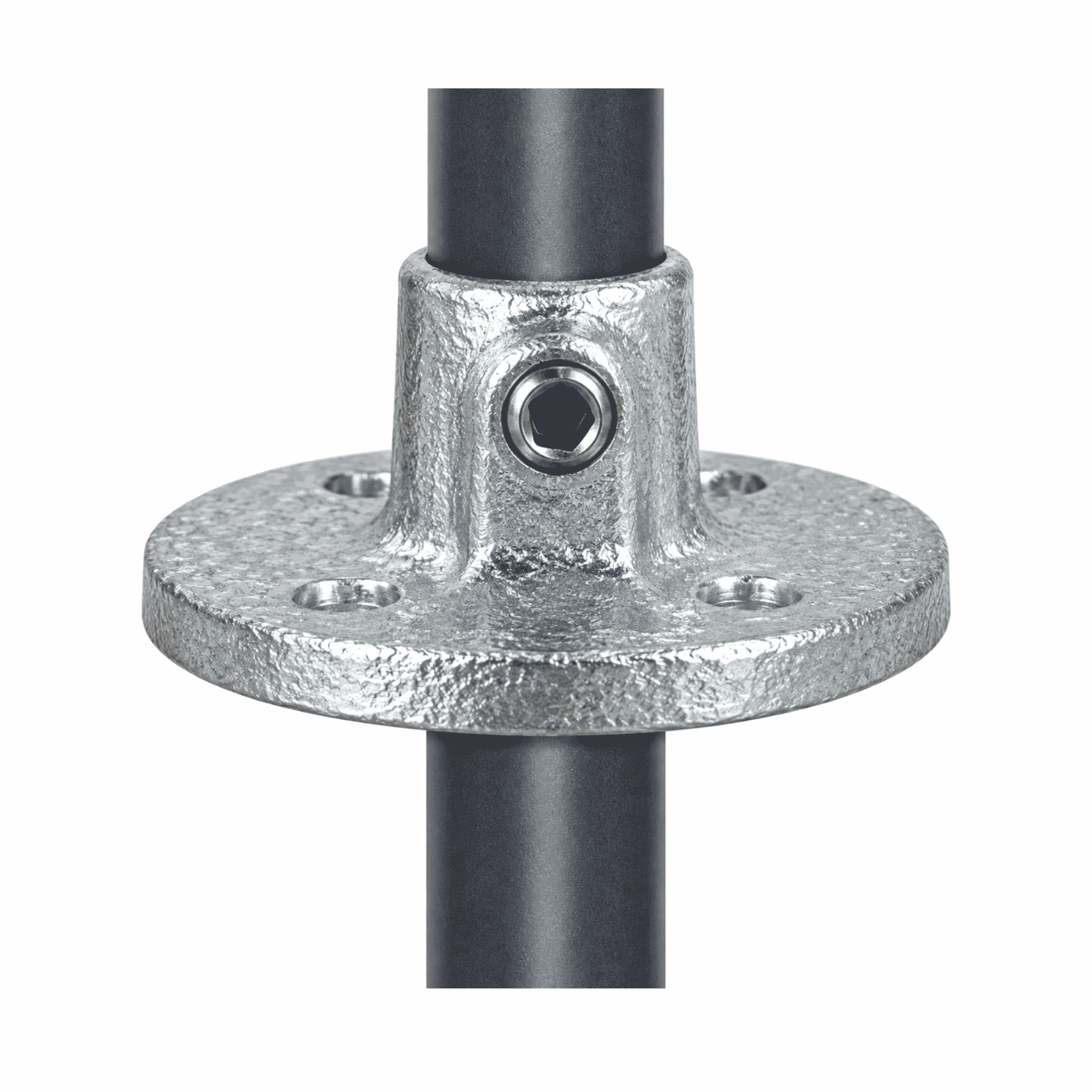 Rohrverbinder Wandbefestigung rund mit Durchgangsbohrung Ø 21-3 – 60-3 mm - Temperguss verzinkt - 131T-131T