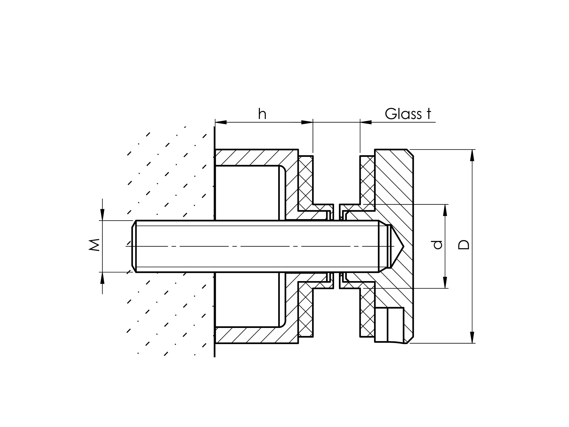 Glashalter Edelstahl V2A fuer Glas 6-12-76 mm Loch Ø 15 mm Flachpfosten-89-11A0746400-A.4