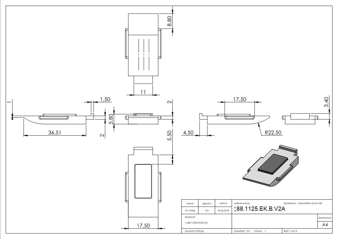 Sichtschutz Sicherungsboden EK Mod- 25- in V2A-88-1125-EK-B.V2A