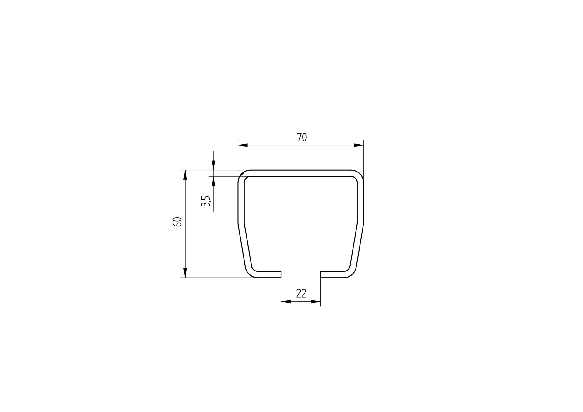 Laufschiene Stahl verzinkt 70 x 60 x 3-5 mm L=6000 mm fuer Schiebetore-89-11H0270X60ZN6000-A.4