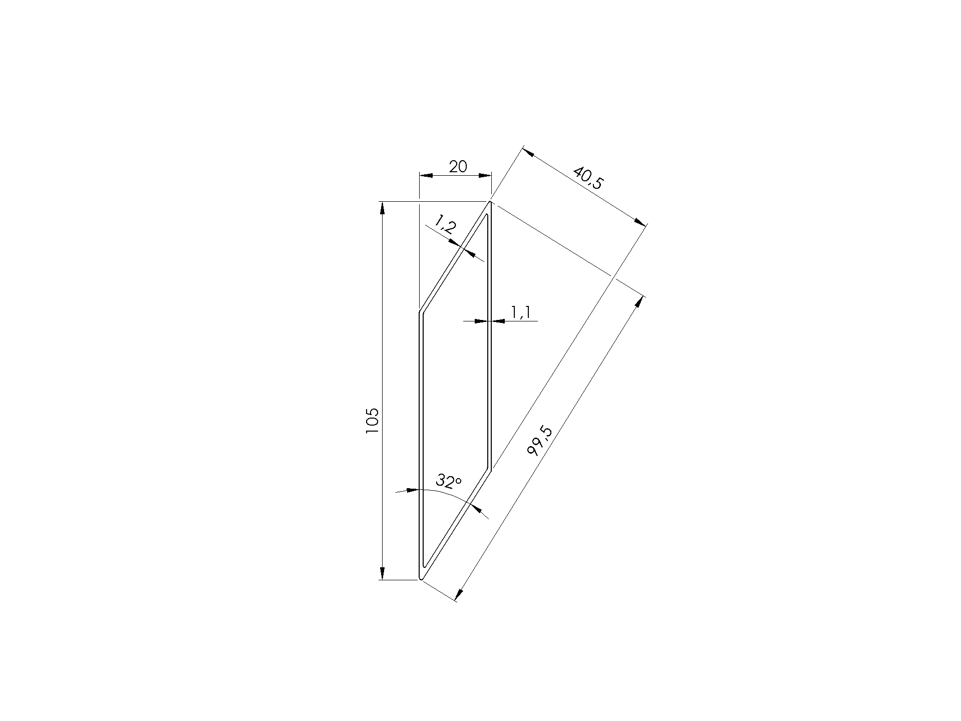 Jalousieprofil Aluminium 20x105x6000 mm Anthrazit RAL7016-89.FGL1S20X1056000R7016