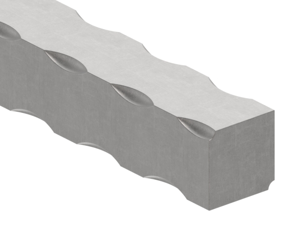 Vierkant gehaemmert - Material- 25x25 mm - Laenge- 3000 mm - Stahl -Roh- S235JR-30-1489.8