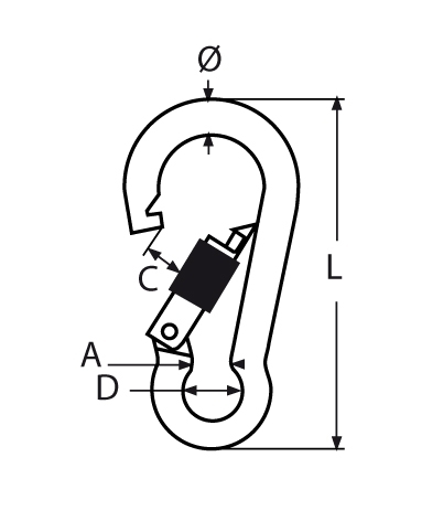 Karabinerhaken mit Sicherheitsmutter Laenge- 40 – 120 mm V4A- Verkauf in VPE-66-64-411.814594