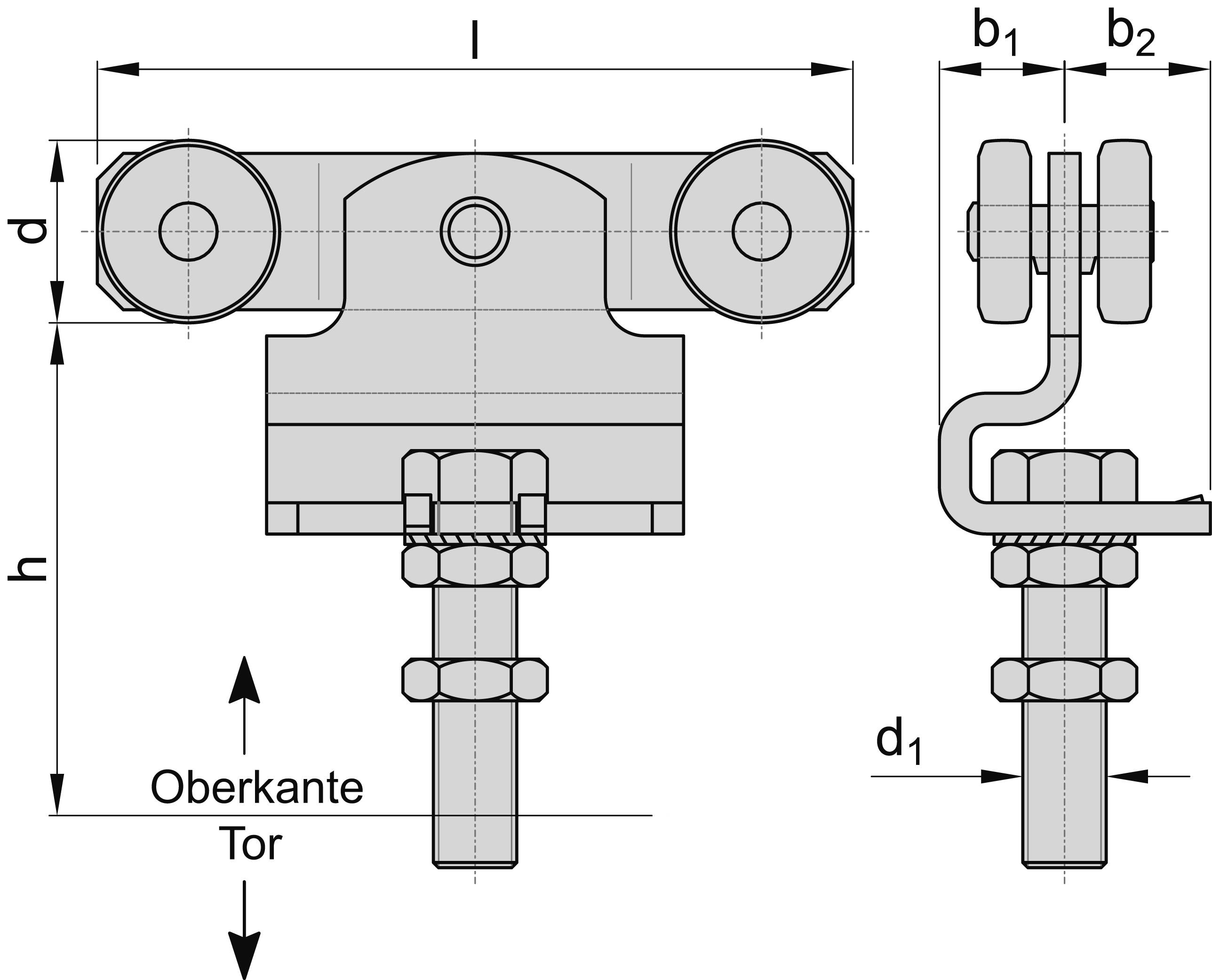 Doppelrolle Schiebetor MEA Gr- 2 verzinkt Ø 35 mm bis 400 kg 10336422-60-0097.7
