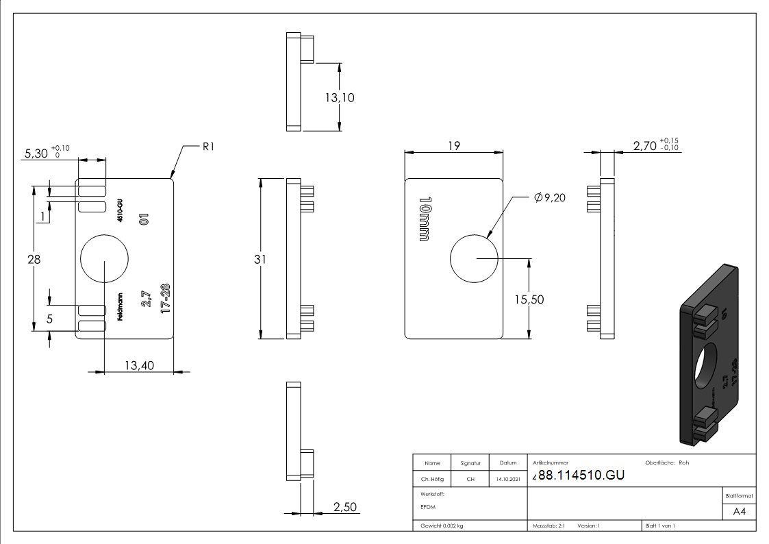1 Paar Gummi fuer Mod- 45- ESG-Glas 10mm-88-114510.GU