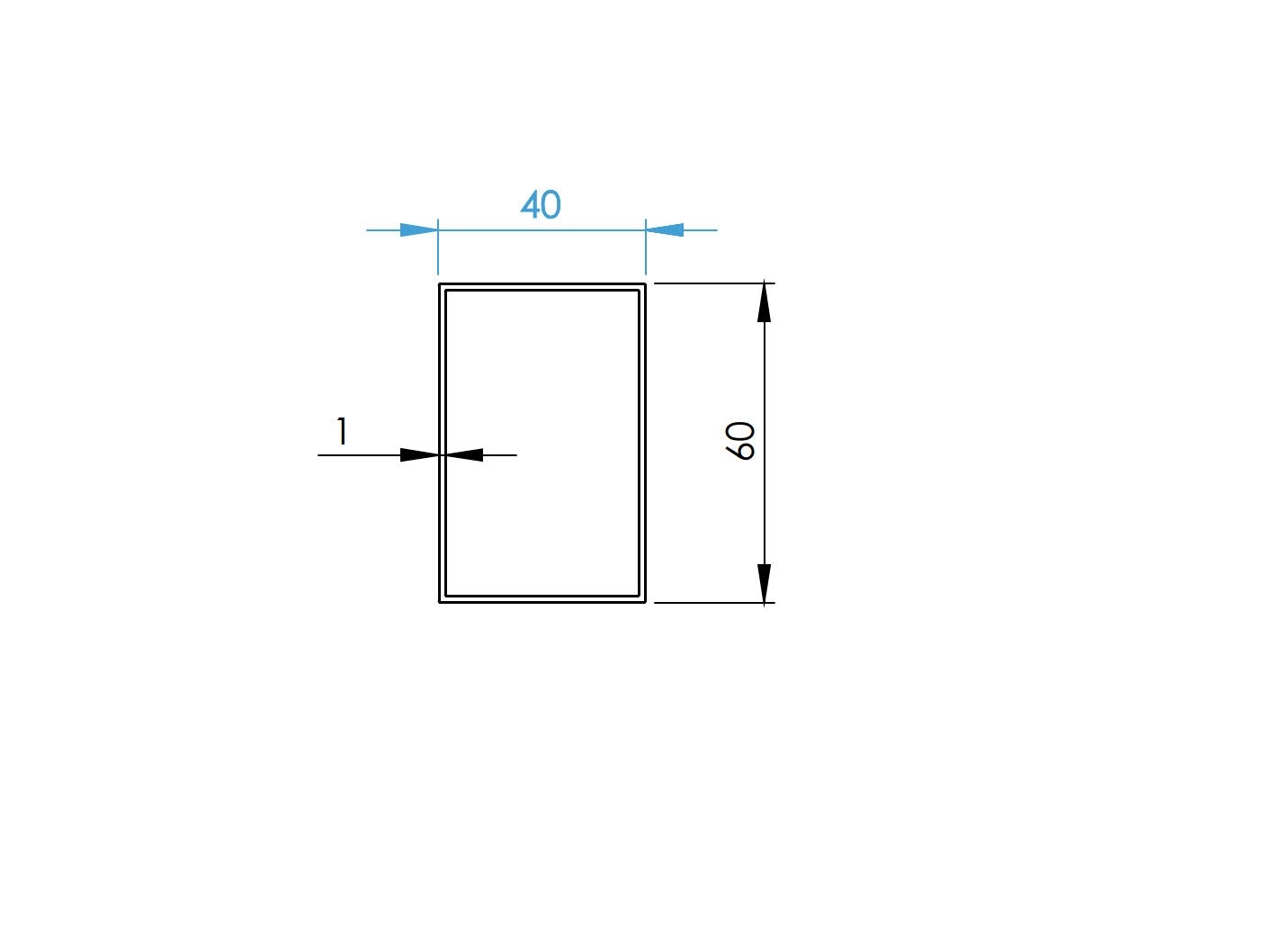 Zaunprofil Aluminium 40x60x1 mm- 6000 mm- RAL 7016 Anthrazit-89.FGS40X60X16000R7016