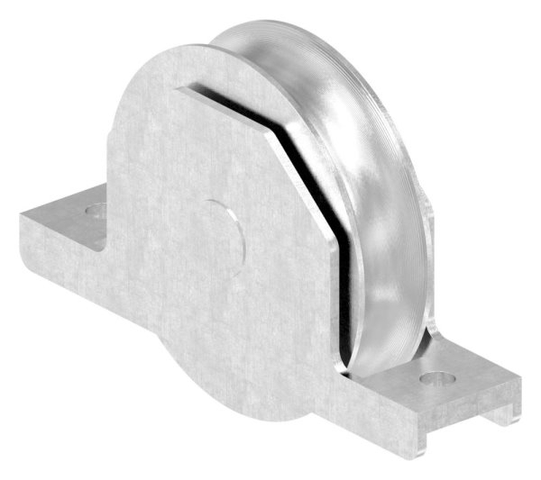 Schiebetorrolle Edelstahl V2A Ø 98 mm Rundrille mit Buegel-88-11338-100.VA