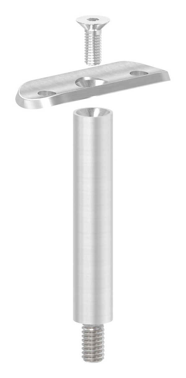 Edelstahl Traegerstift Ø 14 mm mit Halteplatte Anschluss- 42-4 mm - Aussengewinde M8 - V2A-11-3827.4