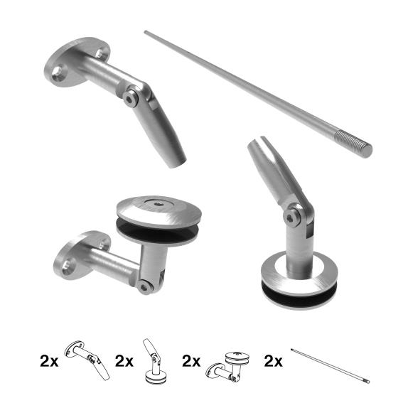 Vordach Set Edelstahl V2A fuer Glas 8-76-17-52 mm Punkthalter M12-89-11GSPRR3M12SET-A.4