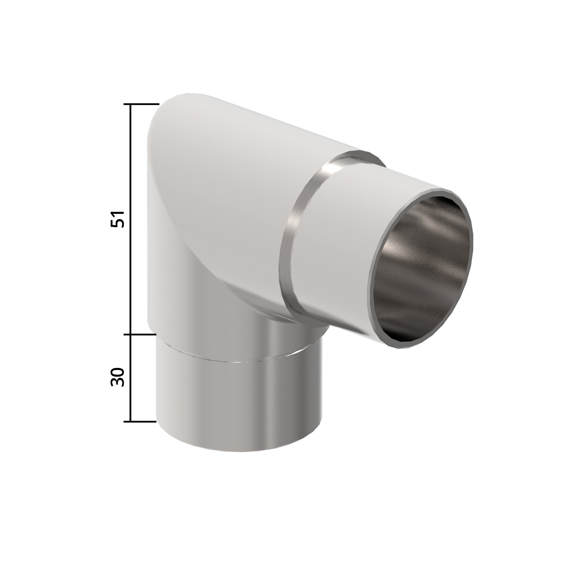 Eckbogen 90° - zum Kleben - fuer Rundrohr- Ø 42-4x2 mm - V2A-11-3611-A.4