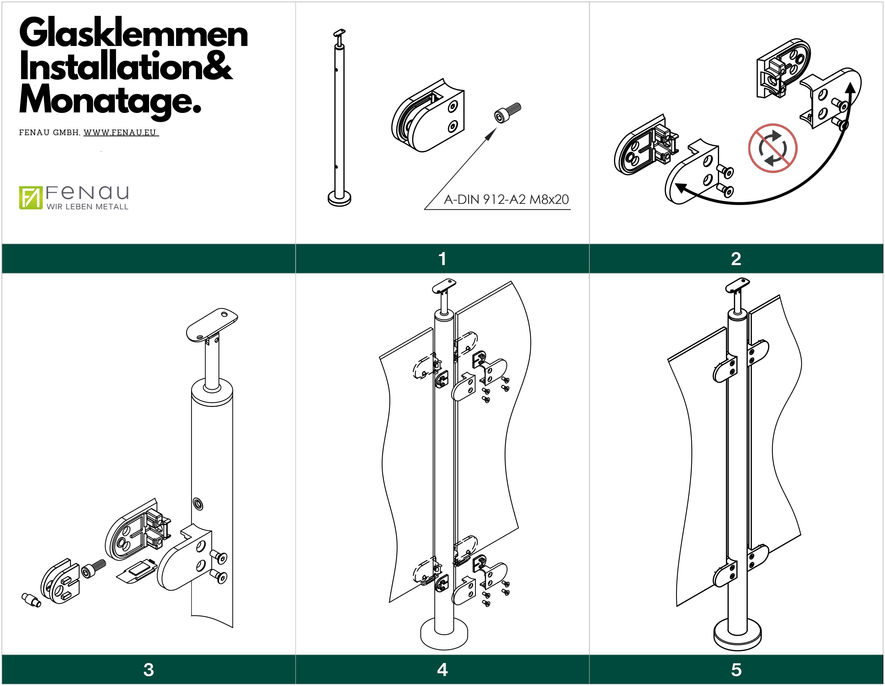 Glasklemme - Masse- 50x40x26 mm - Anschluss 42-4 mm - V2A - Gummi 8-00 mm ESG-18-2042-A.4-6