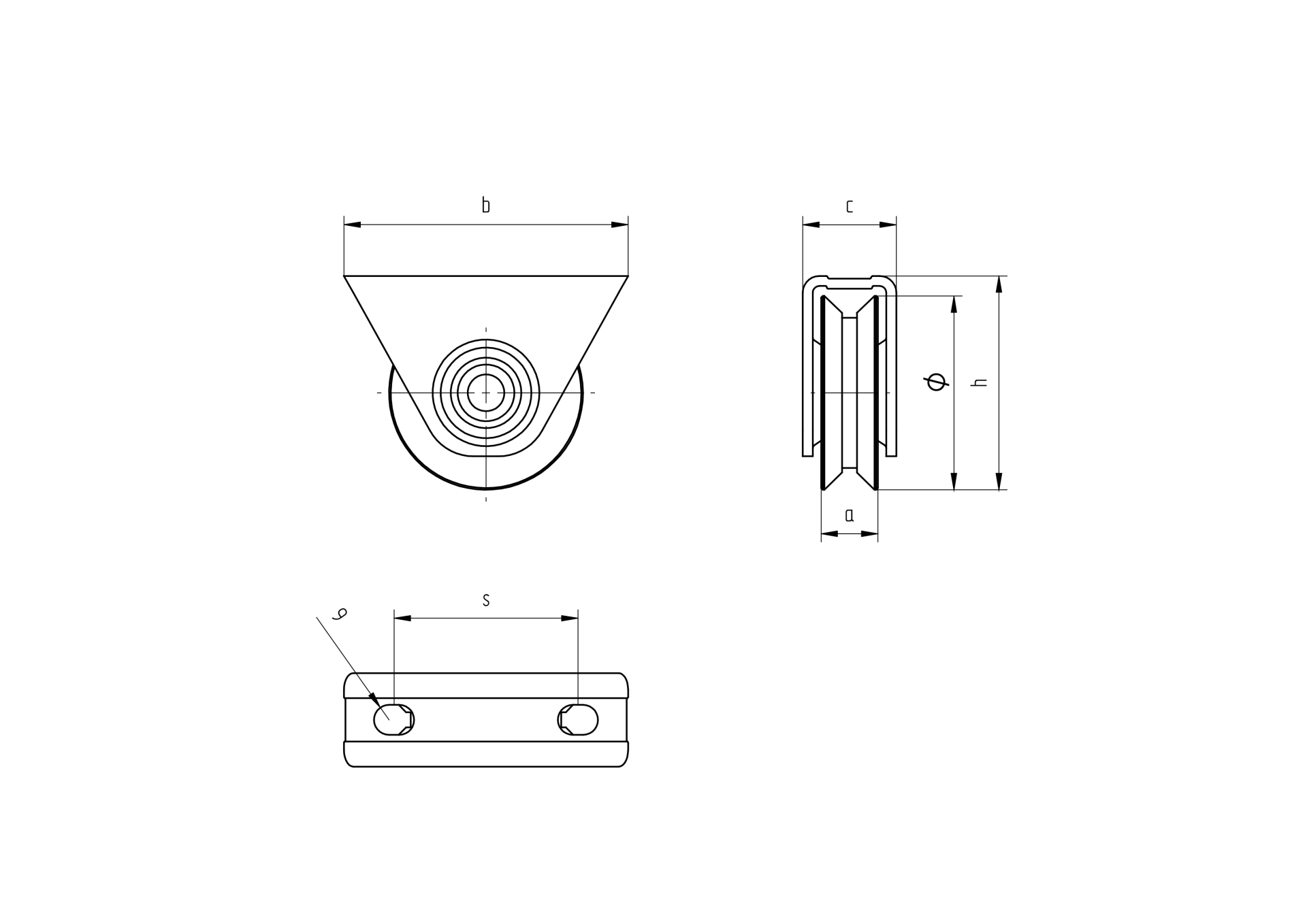 Schiebetorrolle V-Profil Edelstahl - Nylon Ø 80 mm fuer Tore bis 300 kg-89-11H831V80NYLON-A.4
