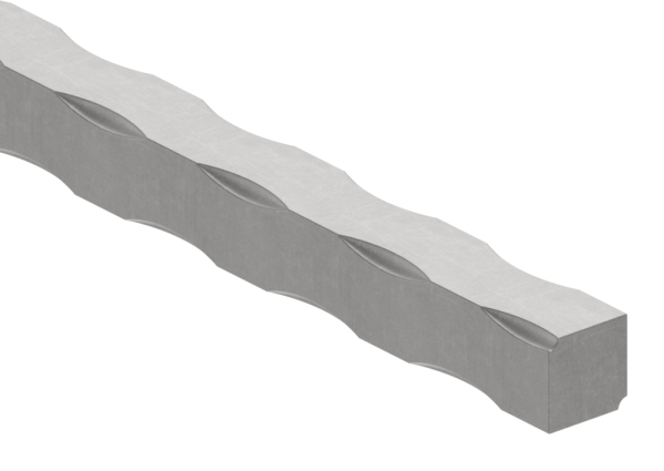 Vierkant gehaemmert - Material- 14x14 mm - Laenge- 3000 mm - Stahl -Roh- S235JR-30-1486.8