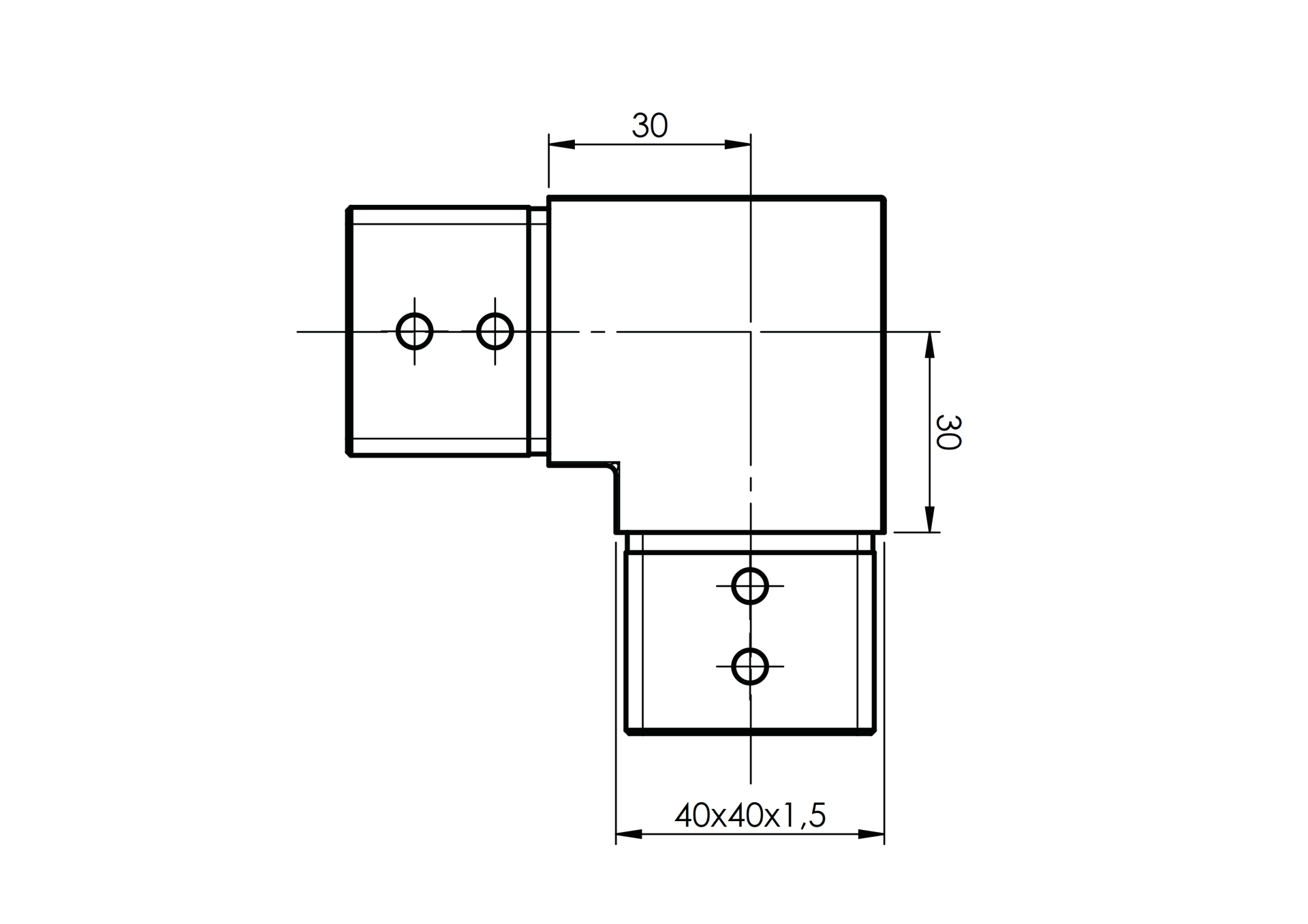 Handlauf-Eckwinkel Edelstahl AISI 304 fuer Nutrohr 40x40x1-5 mm 90° Glasgelaender-89-11A6313040-A.4