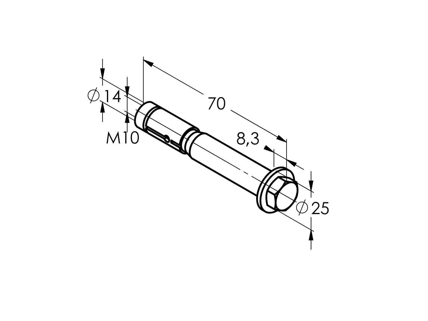 Spreizduebel Edelstahl AISI 304 M10 L 70 mm d 14 mm Sechskantkopf-89-11A508M1070SS-A.4