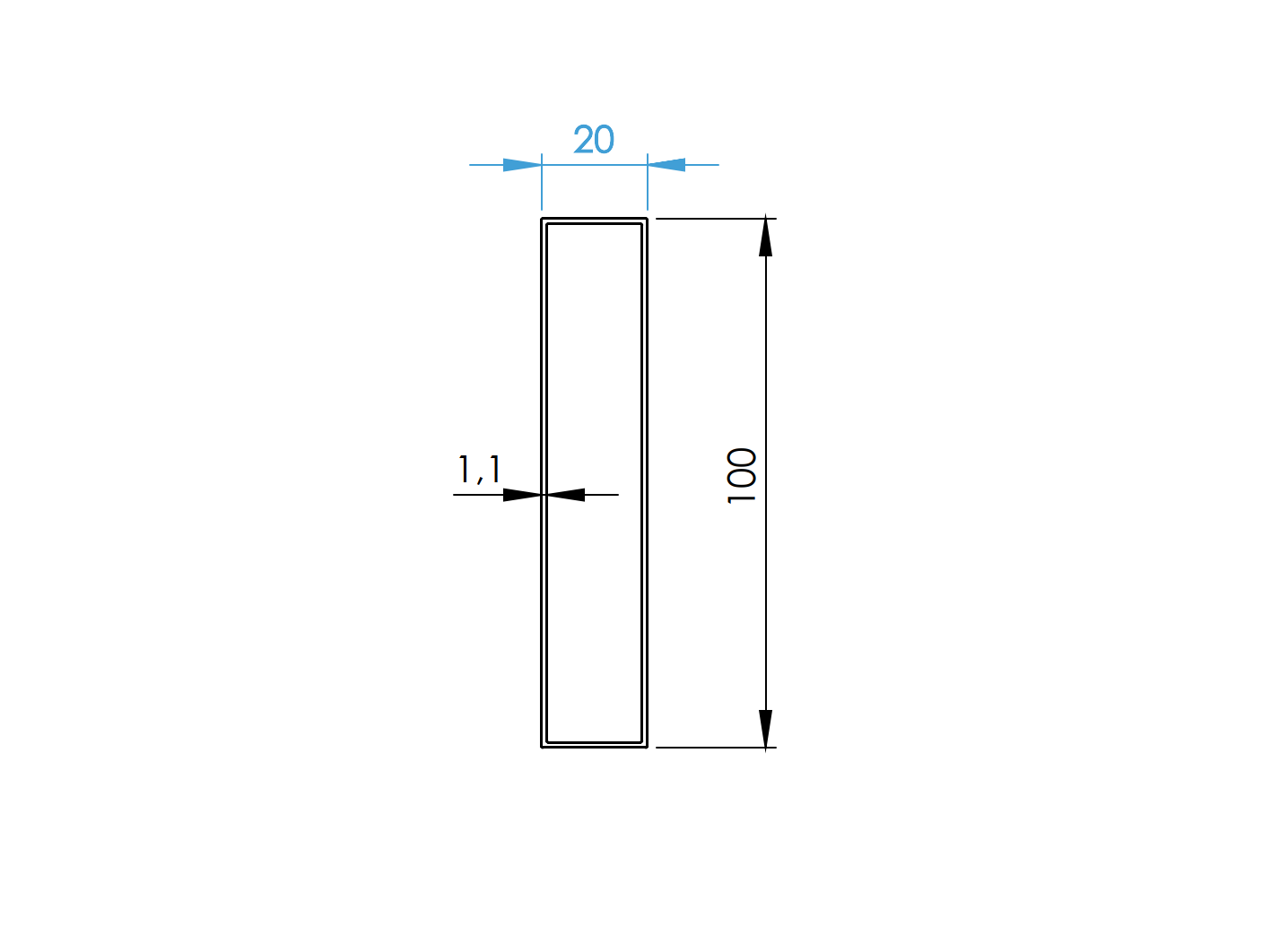 Zaunprofil Aluminium 20 x 100 x 1-1 mm 6-0 m Holzdekor DUNKLE WALNUSS W01-89.FGS20X100X116000W01