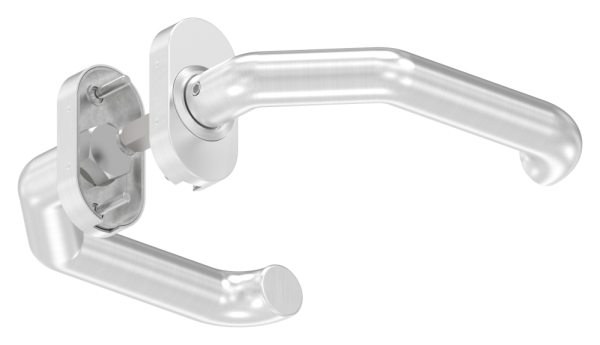 Tuerdruecker-Paar V2A Edelstahl 8mm Stift fuer 30-60mm Kastendicke feststehend links-88-11203-VA-F.L