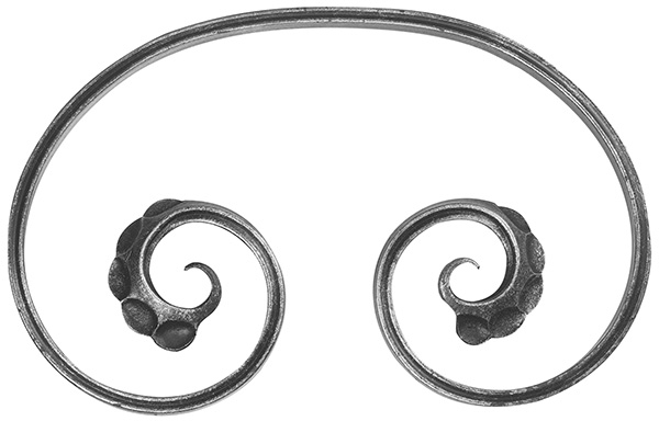 Barockschnecke - Schwerbarock - Masse- 300x190 mm - Material- 16x8 mm- gerillt - Stahl S235JR- roh-30-1830.8