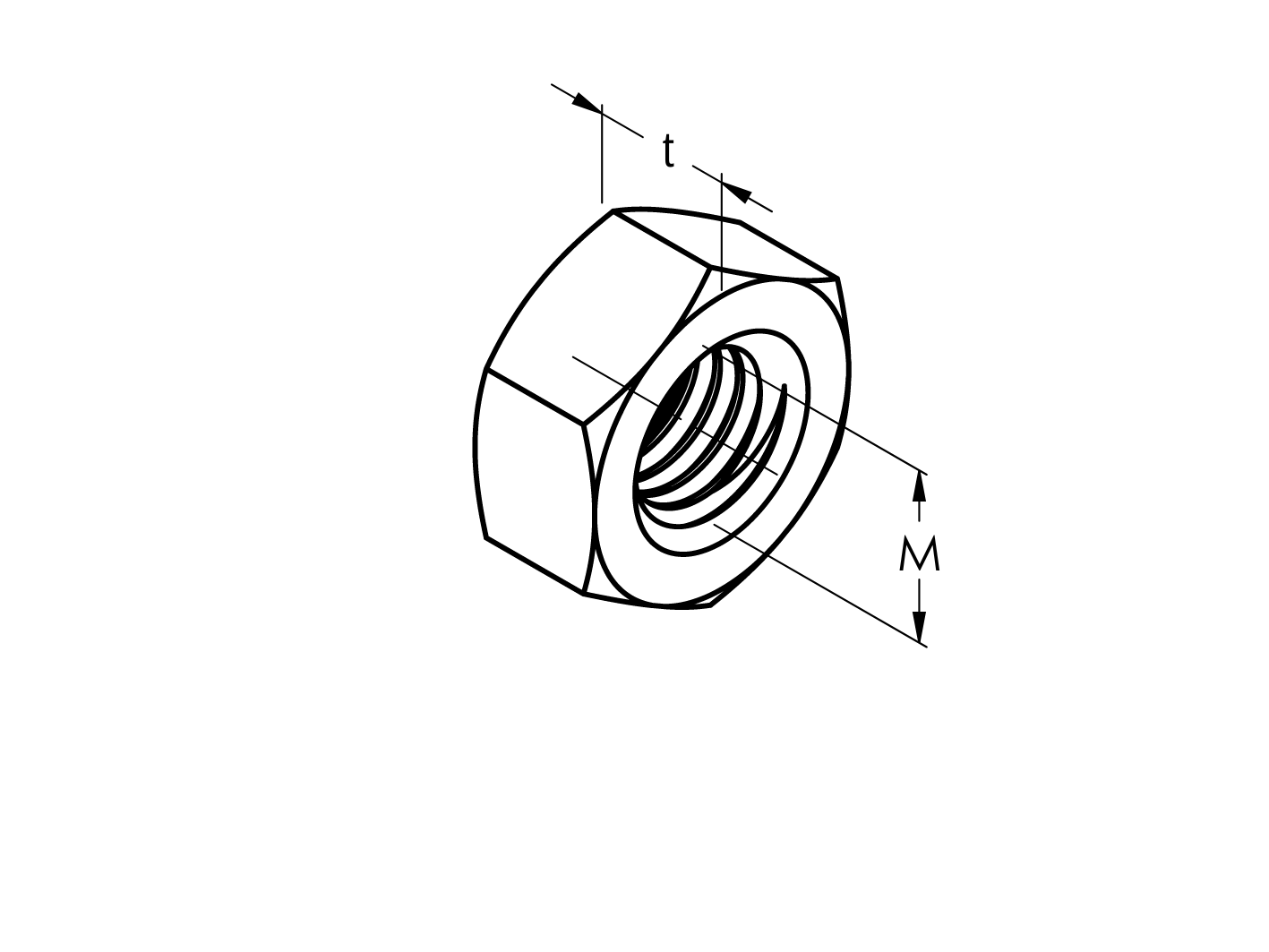 Sechskantmutter Edelstahl AISI 304 M10 Dicke 8 mm DIN 934-89-11ADIN934M10-A.4