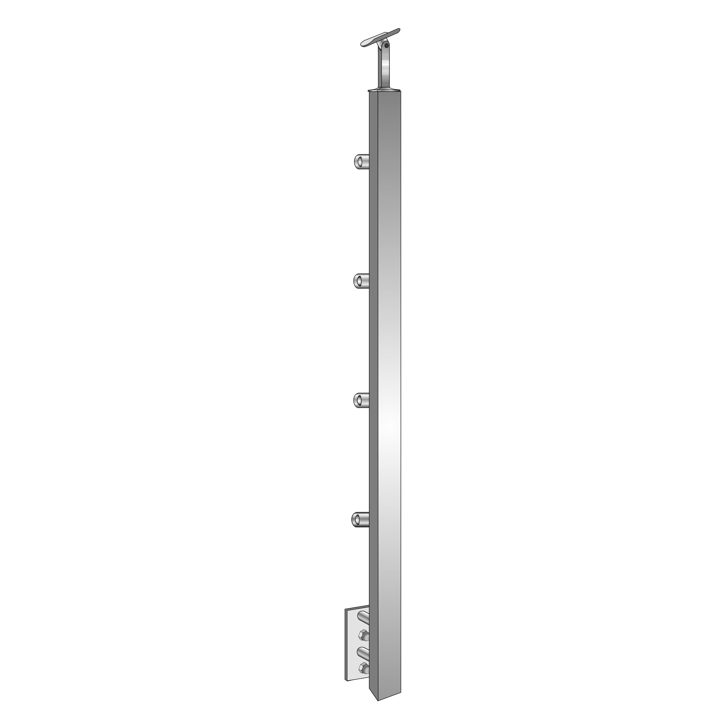 Gelaenderpfosten Edelstahl AISI 304 40x40 mm H900 mm Seitenverankerung Schliff-14-0088ER-A.4