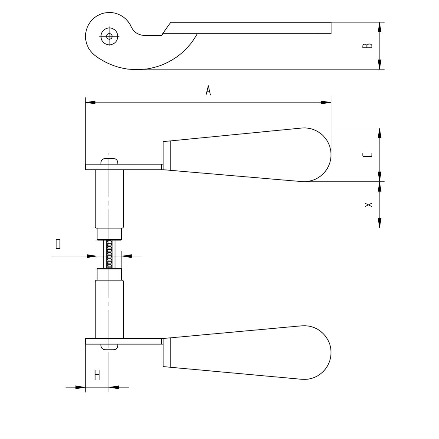 Ziertuerdruecker Stahl roh L160 C50 D19mm Paar-89-11D257-A.4