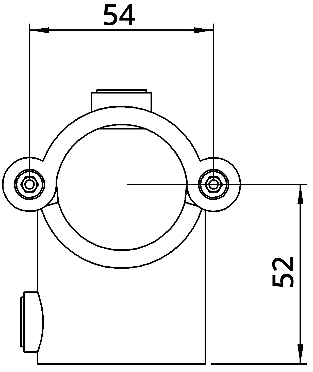 Rohrverbinder - T-Stueck mit Bolzen aufklappbar - 136B34 - 33-7 mm - 1- - Feuerverzinkt u. Elektrogalvanisiert-136B34