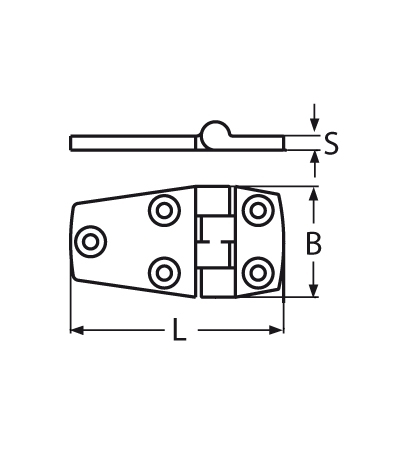 Edelstahlscharnier Breite- 38 mm V4A - Verkauf in VPEs-66-64-411.8234