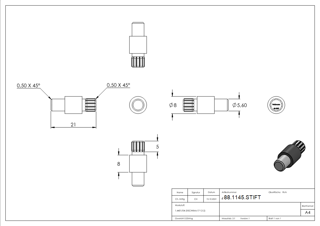 Sicherungsstift fuer Mod- 45- V4A-88-1145.STIFT