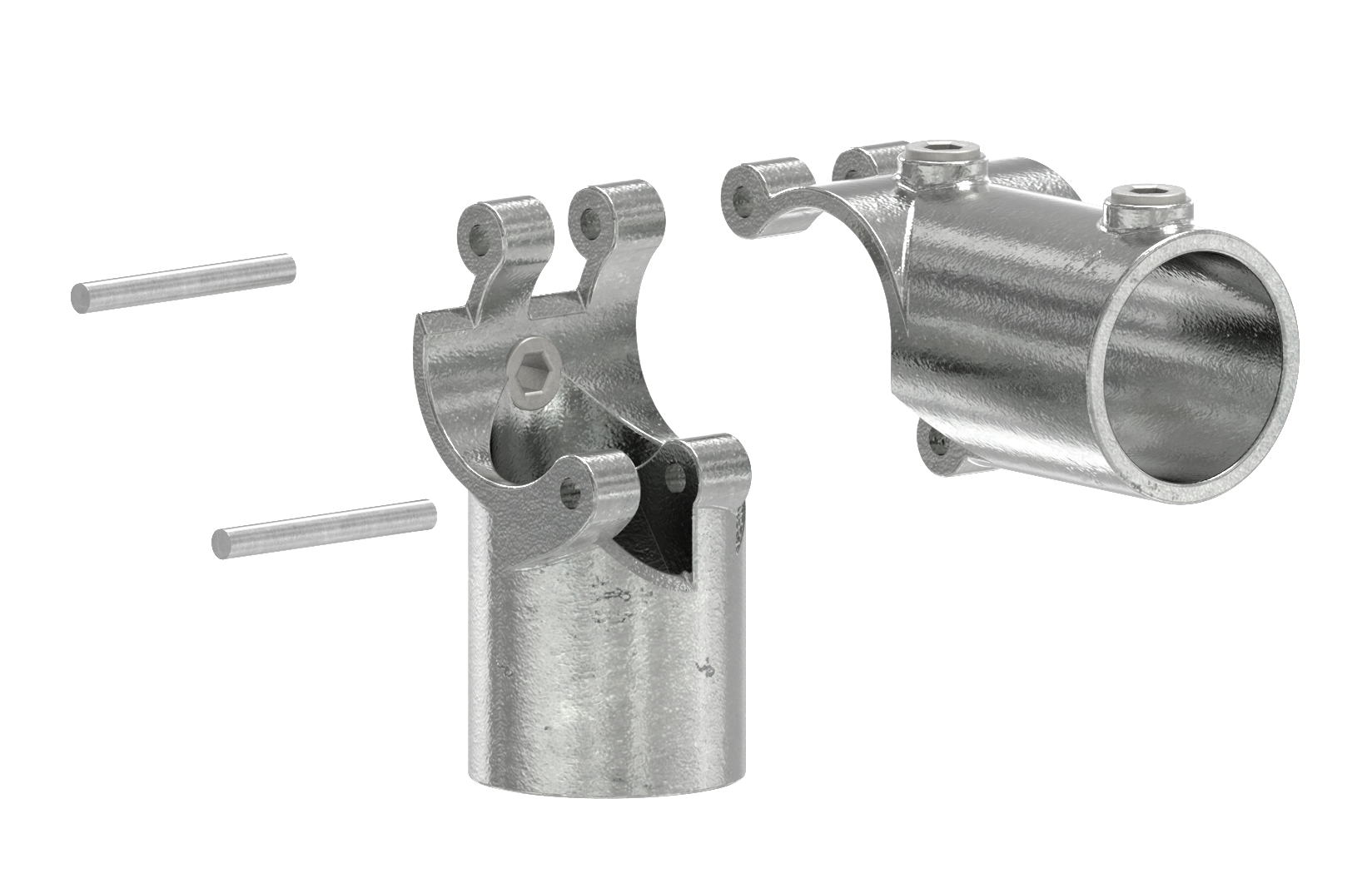 Rohrverbinder - Eckstueck aufklappbar - 116D48-V - 48-3 mm - 1 1-2- - Feuerverzinkt u. Elektrogalvanisiert-116D48-V