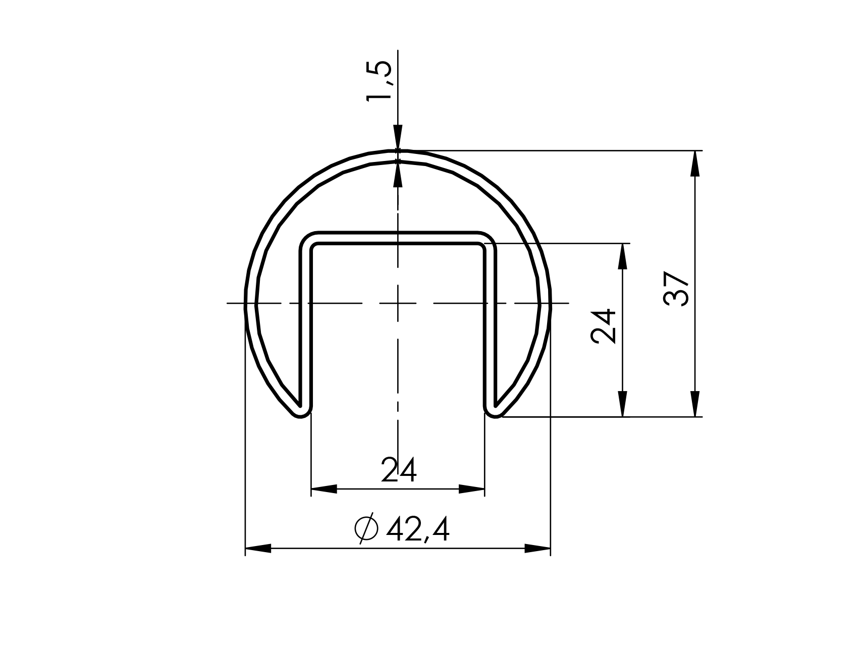 Handlaufprofil Nutrohr Aluminium Ø 42-4 x 1-5 mm eloxiert L=5900 mm fuer Glas-89-11AL6920042SE-A.4