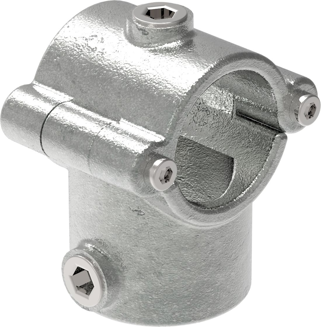 Rohrverbinder - T-Stueck mit Bolzen aufklappbar - 136D48 - 48-3 mm - 1 1-2- - Feuerverzinkt u. Elektrogalvanisiert-136D48
