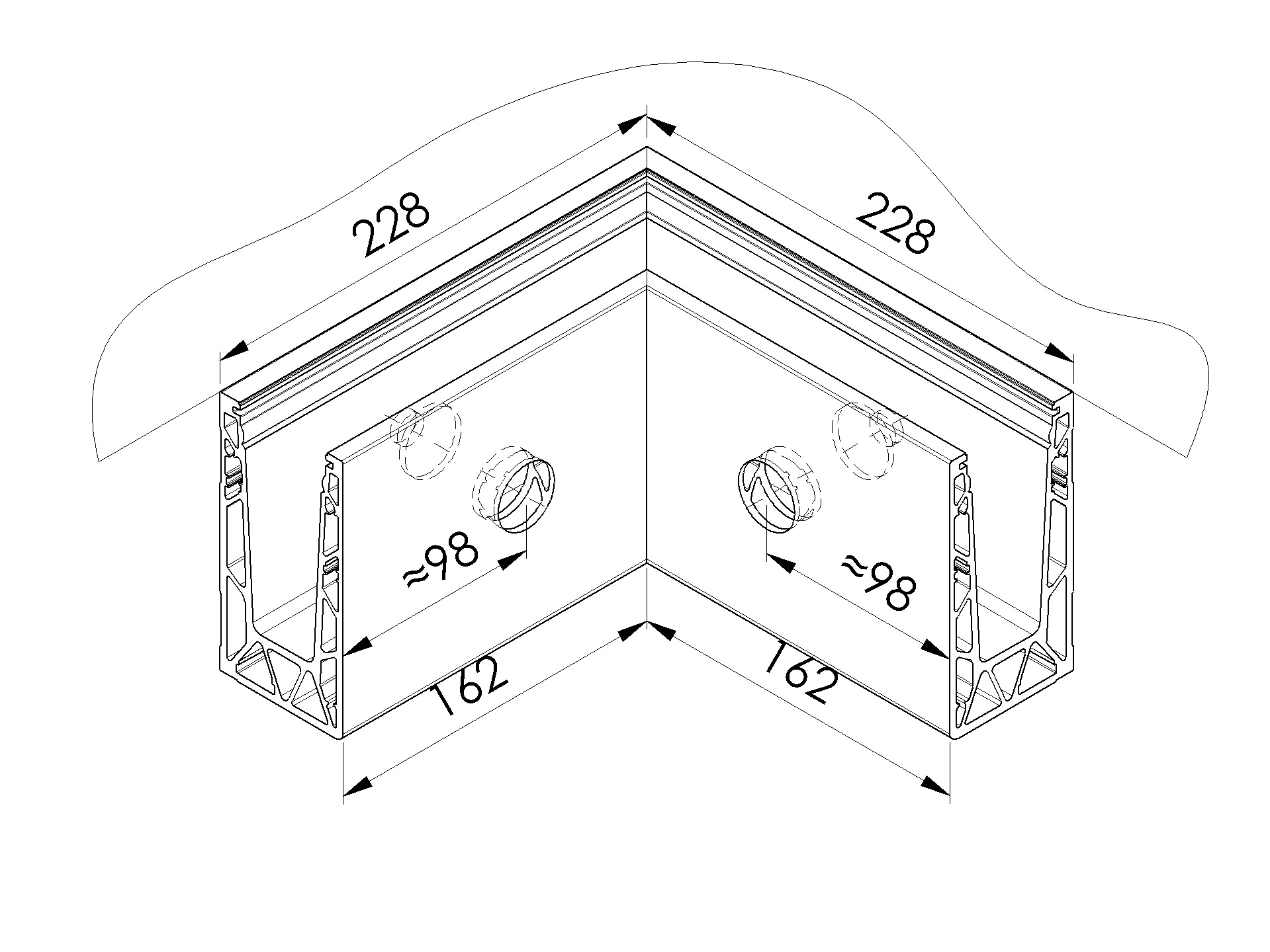 Innenecke Aluminium 90° Satin-ELOX fuer Glas 12-17-52 mm seitlich-89-11AL0005UNOSE90IN-A.4