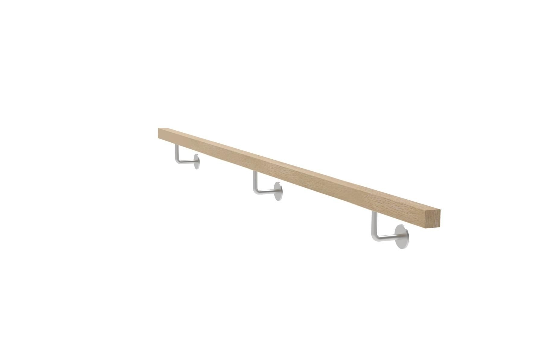 Wandhandlauf Set Eiche Edelstahl 40 x 40 mm 2500 mm roh-89-11WDJPM2500-A.4