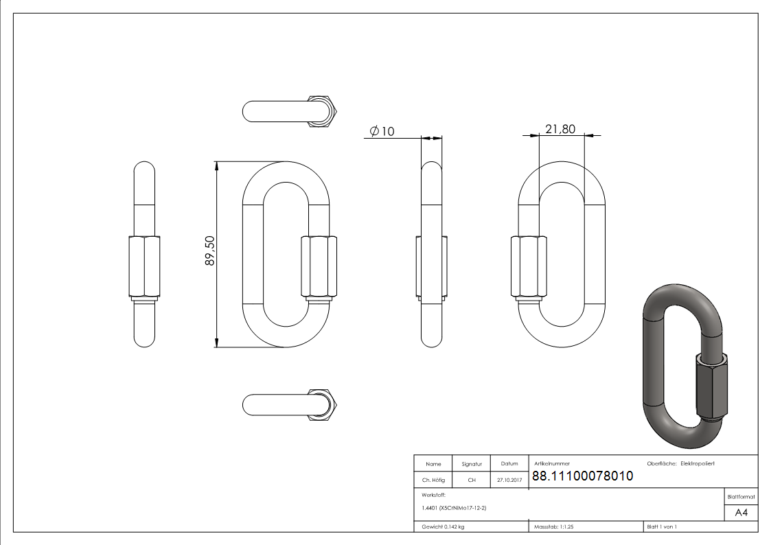 Schraubverbinder 10mm- V4A-88.11100078010