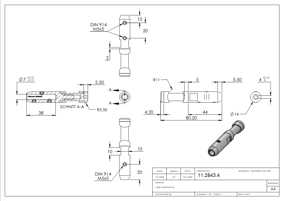 Seilhalter zum Schrauben und Spannen - Fuer Seil Ø 6 mm - V2A-11-2843.4