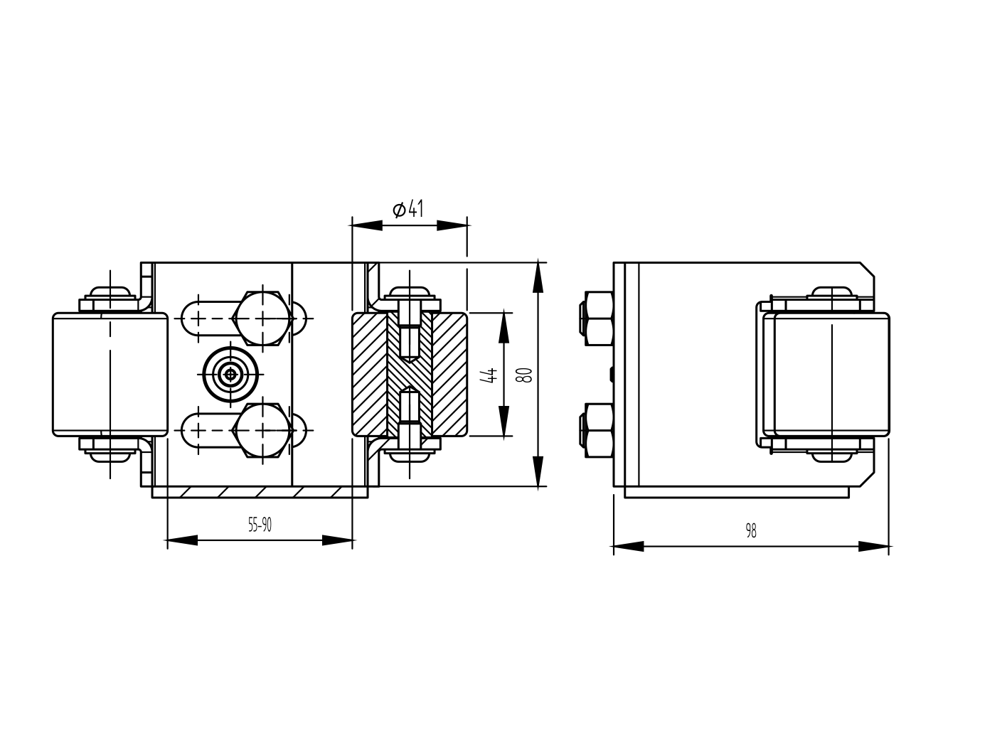 Auflaufschuh Stahl verzinkt fuer Profile 60- 70- 80 mm mit Nylonrollen-89-11H15P5590-A.4