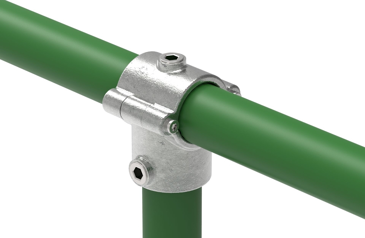 Rohrverbinder - T-Stueck mit Bolzen aufklappbar - 136D48 - 48-3 mm - 1 1-2- - Feuerverzinkt u. Elektrogalvanisiert-136D48