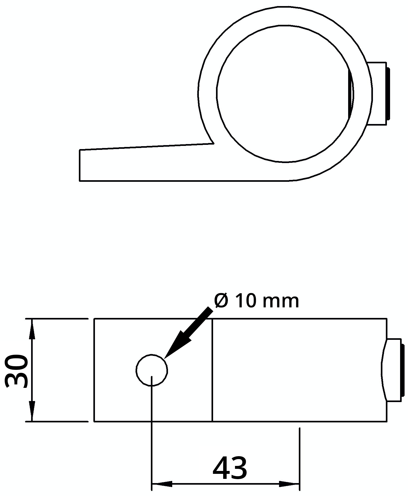 Rohrverbinder - Befestigungsring mit Flansch 1 Bohrung - 199B34 - 33-7 mm - 1- - Feuerverzinkt u. Elektrogalvanisiert-199B34
