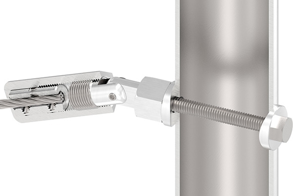 Gewindeterminal mit Gelenk - Fuer Seil Ø 8 mm - zur Selbstmontage fuer Pfosten Ø 42-4 mm - V2A-11-2903.4