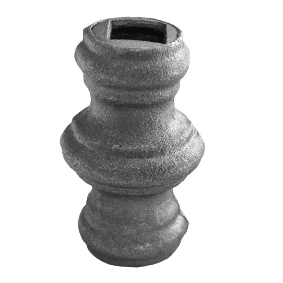 Steckelement fuer Stab D38 H65- 12-5x12-5mm Quadratloch- Stahl-89.E4009A125X125