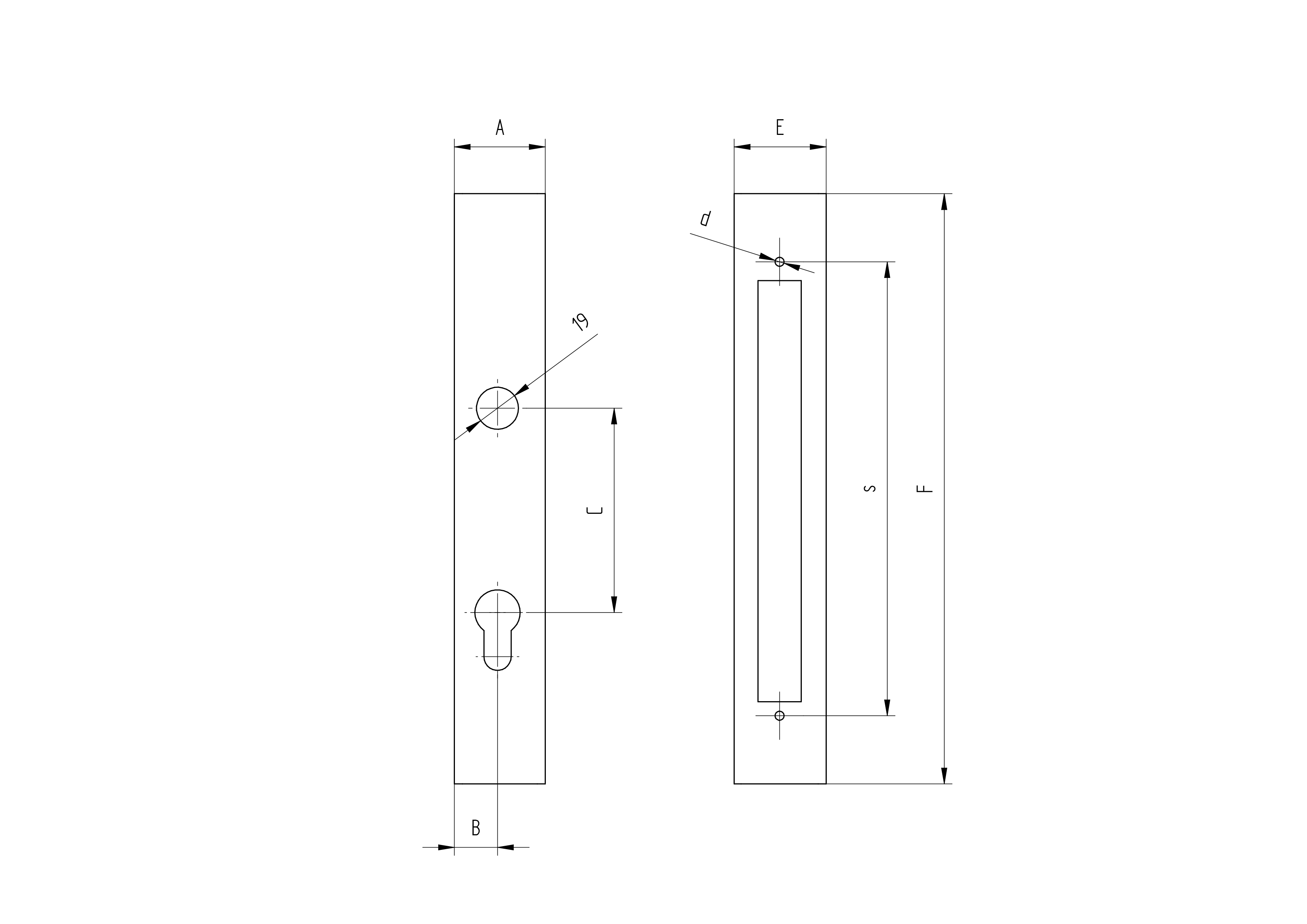Profilschlosskasten Edelstahl AISI 304 210 mm fuer 40x40 mm Profile geschliffen-89-11B839J40X40-A.4