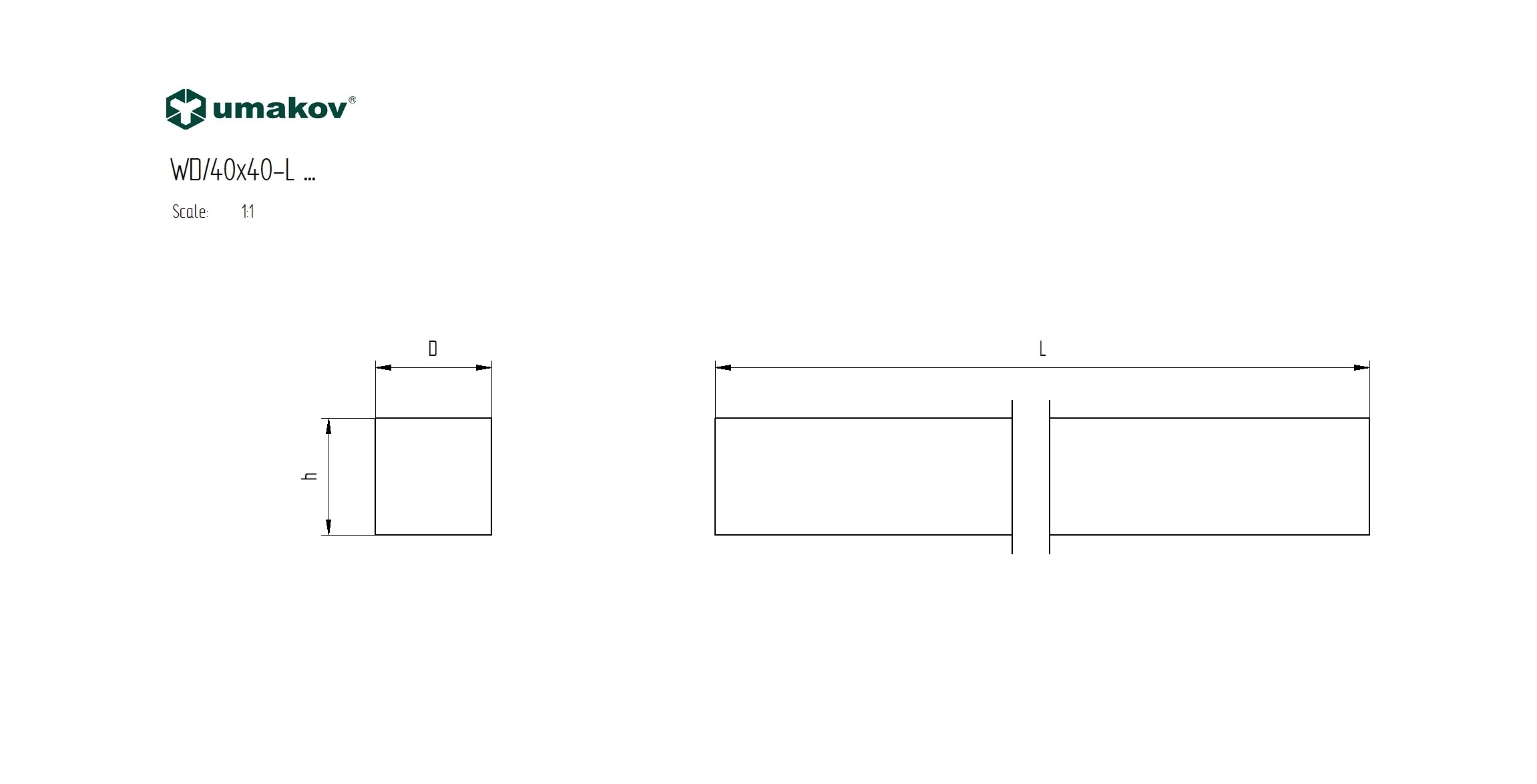 Holzhandlauf Eiche 40 x 40 mm L = 2500 mm roh-89-11WD40X40L2500-A.4