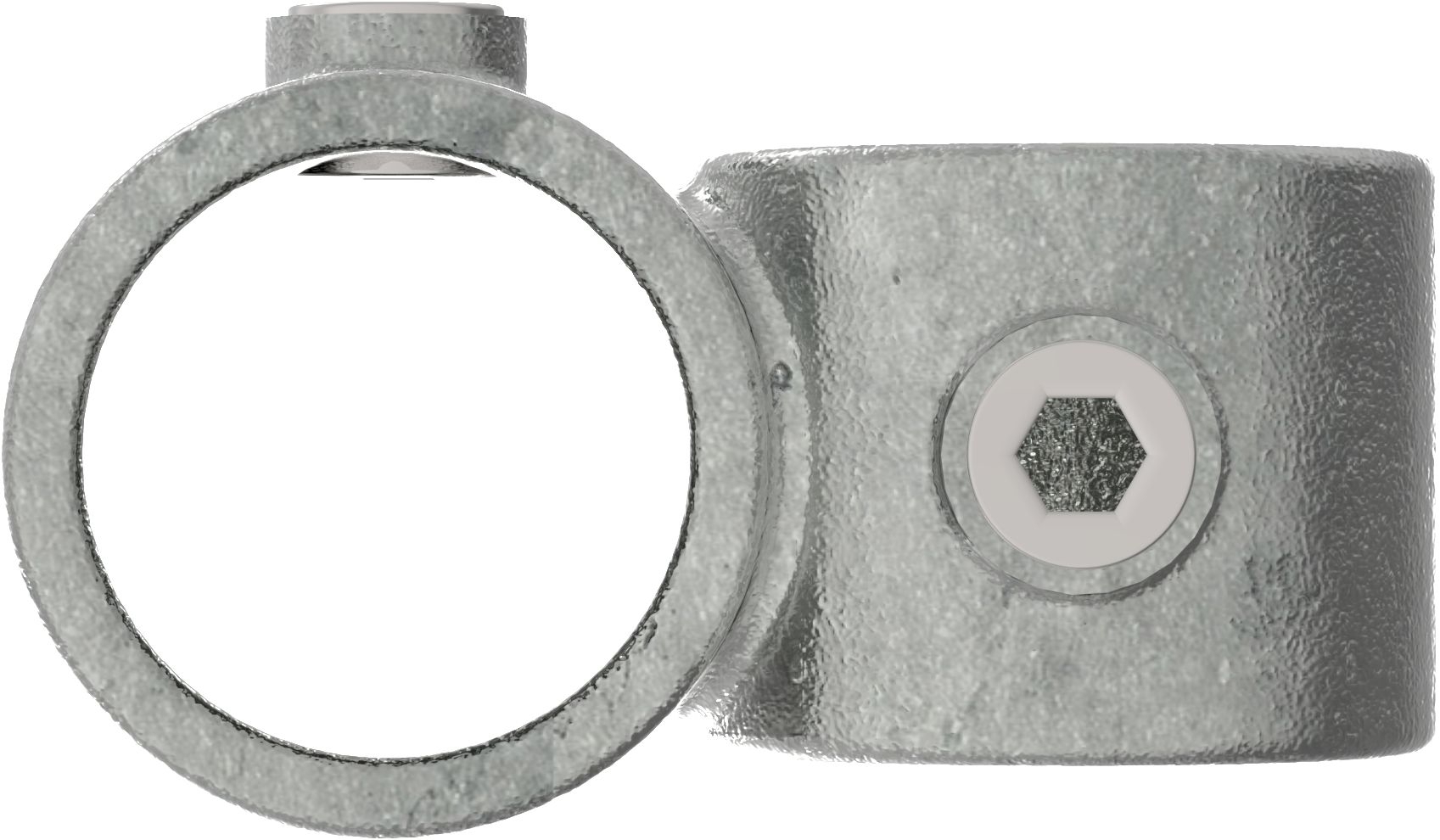 Rohrverbinder Kreuzstueck vorgesetzt 90° reduziert Ø 60-3 mm -2- - 48-3 mm -1 1-2- - Temperguss verzinkt - 161E60-D48-161E60-D48