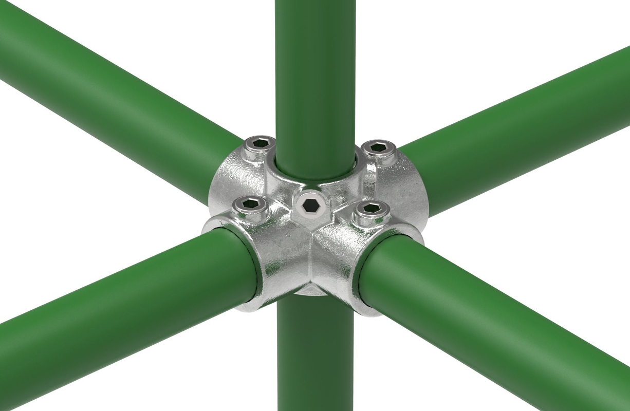 Rohrverbinder - Kreuzstueck fuer Stuetzrohr - 158T21 - 21-3 mm - 1-2- - Feuerverzinkt u. Elektrogalvanisiert-158T21