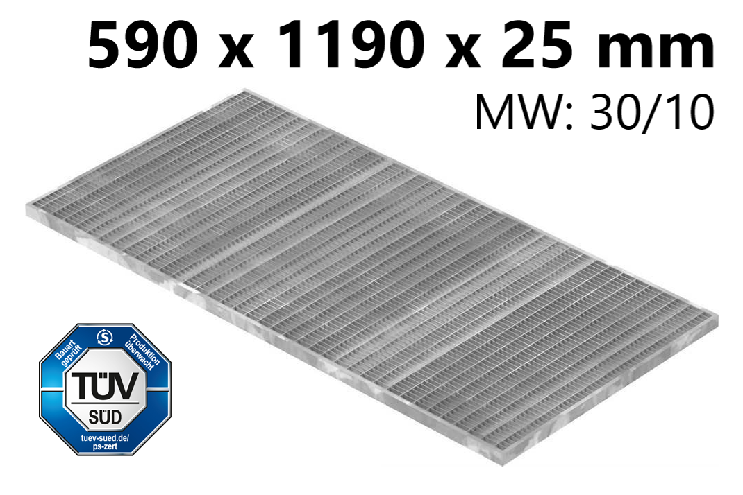Lichtschachtrost Baunormrost - Masse-  590x1190x25 mm 30-10 mm - aus S235JR -St37-2- im Vollbad feuerverzinkt-23-591193125.7