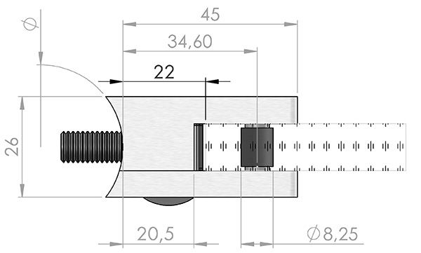 Glasklemme 45x45x26 mm AbZ fuer Anschluss Ø 33-7 mm Zink-10-3033.3ABZ